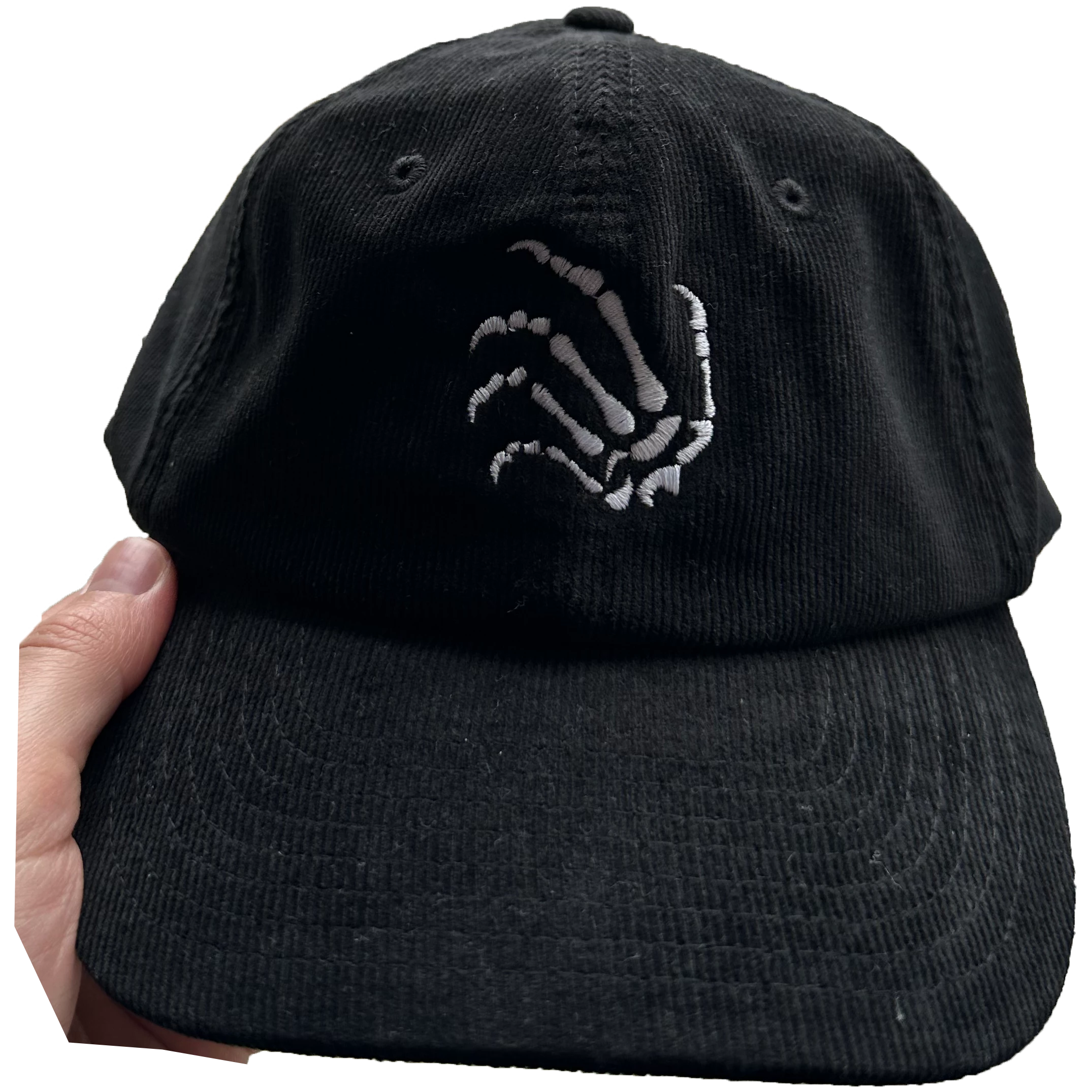 SkelClaw Cap by Daniel Hokusai featuring gothic skeleton hand design